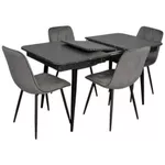 Комплект стол и стулья Evelin di Costacurta cтол DT-431-3R B + 4 стула YTC-080B Bluvel-14 (Dark grey)