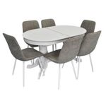 Комплект стол и стулья Evelin di Costacurta стол HV-31N White + 6 стульев YTC-078Wh UF885-14 Grey