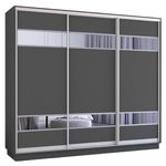 Dulap Mobildor-Lux Fox uși glisante din PAL cu elemente din oglindă (290x60x220H cm) Anthracite