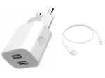 Jokade Wall Charger with Cable USB to Lightning Single Dual 5A Yiyue, White
