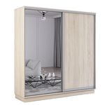 Шкаф Mobildor-Lux Fox uși glisante din oglindă și PAL (220x60x230H cm) Sonoma