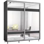 Dulap Mobildor-Lux Aron cu uși glisante cu oglindă zebra (180x60x210H cm) Anthracite