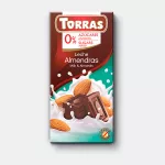 Ciocolata cu lapte si mendale f/ă zahar, f/ă gluten Torras  75g