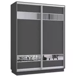 Шкаф Mobildor-Lux Раздвижные двери Fox из ДСП с зеркальными элементами (210x60x220 см) Антрацит