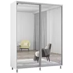 Dulap Mobildor-Lux Aron cu uși glisante din oglinzi (150x60x210H cm) Alb Brilliant