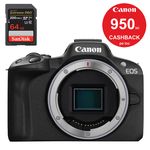 Canon R50 Body + CASHBACK 950 lei + Sandisk SDXC 64Gb 200Mb/s