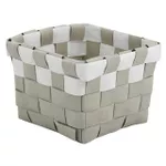 Cutie depozitare MSV 40994 Coș împletit  10x10x7.5cm bej cu alb, plastic