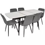 Комплект стол и стулья Evelin di Costacurta cтол DT-532R B + 6 стульев YTC-080B Bluvel-14 (Dark grey)
