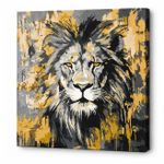 Картина по номерам Ideyka KHO6735 40x40cm Eco, Leu auriu cu vopsele metalice