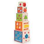 Игрушка Hape E0413 Piramidă din cuburi din lemn cu sorter