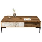 Журнальный столик Trendy Istanbul, Nuc, Marmura Alba 105x32x60cm