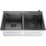 Мойка кухонная SanDonna HD7850 двойная чёрная