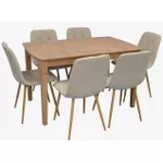 Комплект стол и стулья Evelin di Costacurta стол HV-27V Light Brown + 6 стульев YTC-080Wo, BJORN-24 (Light beige)
