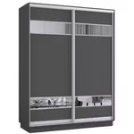 Dulap Mobildor-Lux Fox uși glisante din PAL cu elemente din oglindă (200x60x240H cm) Anthracite