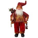 Новогодний декор Promstore 20075 Mos Crăciun, 60cm, Red&Gold cu cadouri si felinar