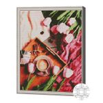 Tablou pe numere Art Gallery QB206039 Mozaic cu diamante patrate 40x50cm Lalele si cafea