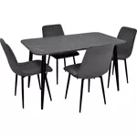 Комплект стол и стулья Evelin di Costacurta cтол DT-405-6B + 4 стула YTC-078B Bluvel-14 (Dark grey)