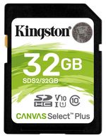 .32GB  SDHC Card (Class 10) UHS-I, U1, Kingston Canvas Select Plus 