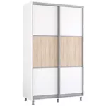 Dulap Mobildor-Lux Aron-S 1.0m-1.8m uși glisante din PAL orizontal (130x60x210H cm) Alb Brilliant