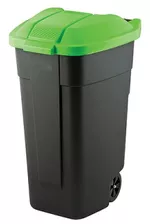 Coș de gunoi Keter 56136 Cos pentru deseuri cu maner si roti O/W 110l, 88x52x58cm, negru/verde
