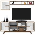 Set mobilă living Trendy Ayla, Nuc, Alb 160x56x35cm