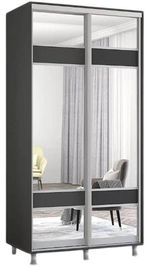 Dulap Mobildor-Lux Aron-P 1.0m-1.8m uși glisante din PAL cu oglindă zebra (100x60x200H cm) Anthracite