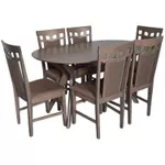 Комплект стол и стулья Evelin di Costacurta стол Raffles Oval Antique Grey + 6 стульев Deepa R Antique Grey/Ekea12 Dark Brown