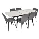 Комплект стол и стулья Evelin di Costacurta стол DT-532R B + 6 стульев YTC-080B Blu-14 (Dark grey)