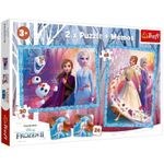 Puzzle Trefl 90814 Puzzles - 2in1 + memos - A mysterious land / Disney Frozen 2