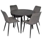 Комплект стол и стулья Evelin di Costacurta стол DT-402-6B + 4 стула YTC-055B, BLU-14 Dark grey