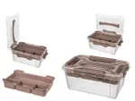 Органайзер с крышкой Grand box 4.2l, 29X19X12.4cm, замки и вставка коричневые