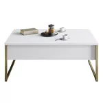 Măsuţă cafea Trendy Lux, alb, auriu 90x40x60cm