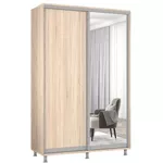 Dulap Mobildor-Lux Aron cu uși glisante din oglindă și PAL (160x60x200H cm) Sonoma