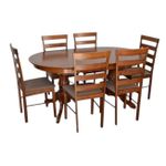 Комплект стол и стулья Evelin di Costacurta стол HV-33V Burnish Oak + 6 стульев Gloria Burnish oak/Ekea12 Dark Brown