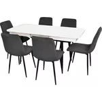 Комплект стол и стулья Evelin di Costacurta cтол DT-432-1R B + 6 стульев YTC-078B Bluvel-14 (Dark grey)