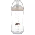 Cană cu pai Canpol 35/402 Sticlă cu formă naturală și tetină cu două zone, 330 ml