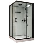Cabină de duș Linia H2O Victoria Plus 900x900x215, 5 мм, квадратная, черный-мат