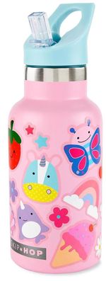 Cană cu pai Skip Hop 9Q361110 din otel cu autocolante G Roz