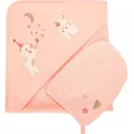 Accesoriu pentru baie Premaman PBRIQP-ROM-UNQ Prosop de baie cu gluga si manusa Little Princess
