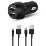 Зарядное устройство для автомобиля ttec 2CKS21DS Duo 2*USB-A 3.1A with Lightning and Type-C Cable, Black