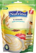 Каша NUTRINO 5 злаков с яблоком, бананом (6 мес), 200 г