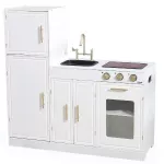 Игрушечная кухня и посуда Viga 44072 Bucătărie modernă pentru copii cu lumină și sunet, albă