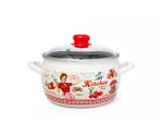 Кастрюля эмалированная Kitchen 20cm, 4.2l, крышка стекло