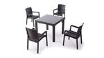 Set Masa Rattan 90x90 cafenie + 4 scaune Vector cafenie