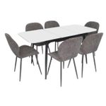 Комплект стол и стулья Evelin di Costacurta стол DT-531R B + 6 стульев YTC-064B UF885-15 (Dark grey)