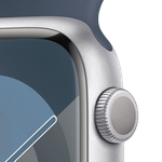 Apple Watch Series 9 GPS, 41mm Silver Aluminium Case with Storm Blue Sport Band - S/M,Model MR903