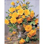 Картина по номерам Richi (03819) Trandafiri galbeni într-o vază 40x50