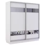 Dulap Mobildor-Lux Fox uși glisante din PAL cu elemente din oglindă (180x60x220H cm) Alb