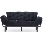 Canapea Trendy Nitta Triple Negru, extensibila (3 locuri)