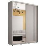 Шкаф Mobildor-Lux Compact uși glisante Oglindă + PAL cu ornament grecesc (170x45x220H cm) Grey
